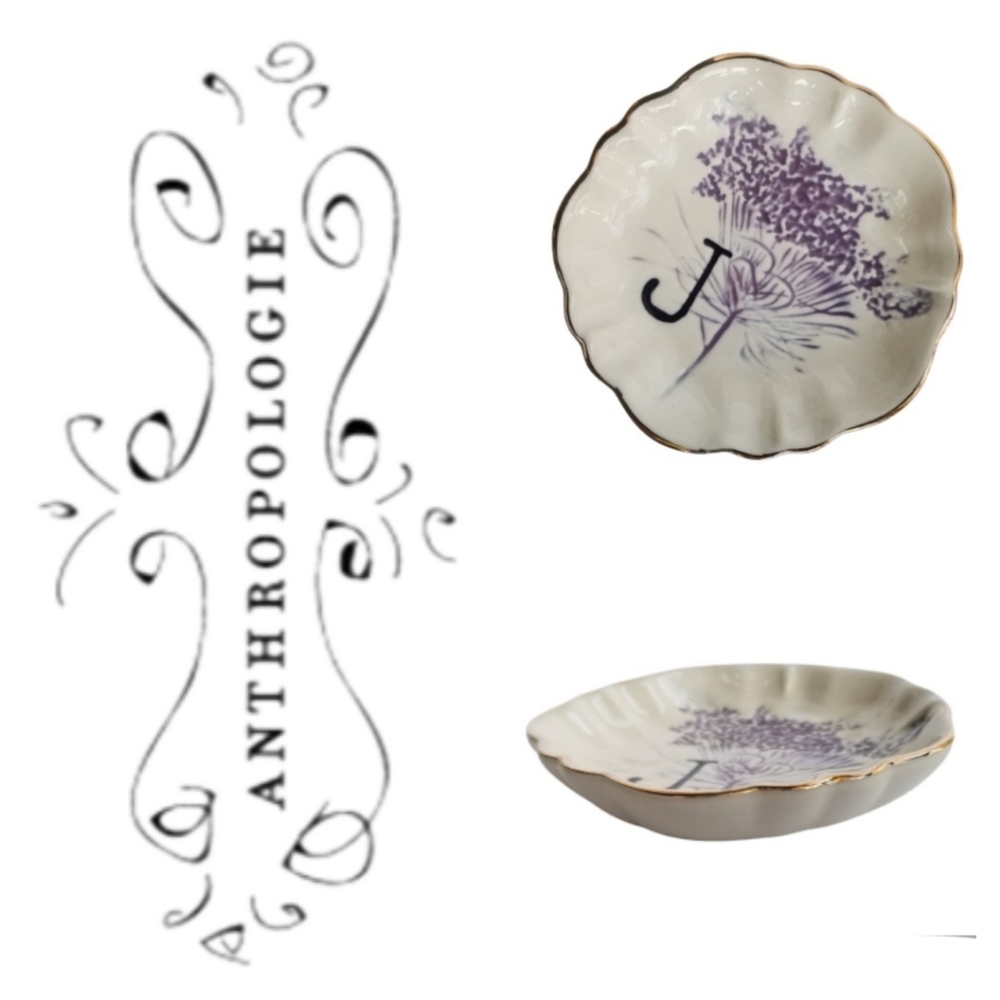 Anthropologie  Initial "J" Jewelry Trinket Dish